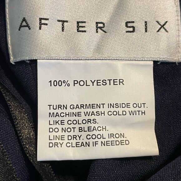 After Six Whisper Formal Gown Faux Wrap Tulip Skirt Midnight Navy Satin 6 - Picture 6 of 8